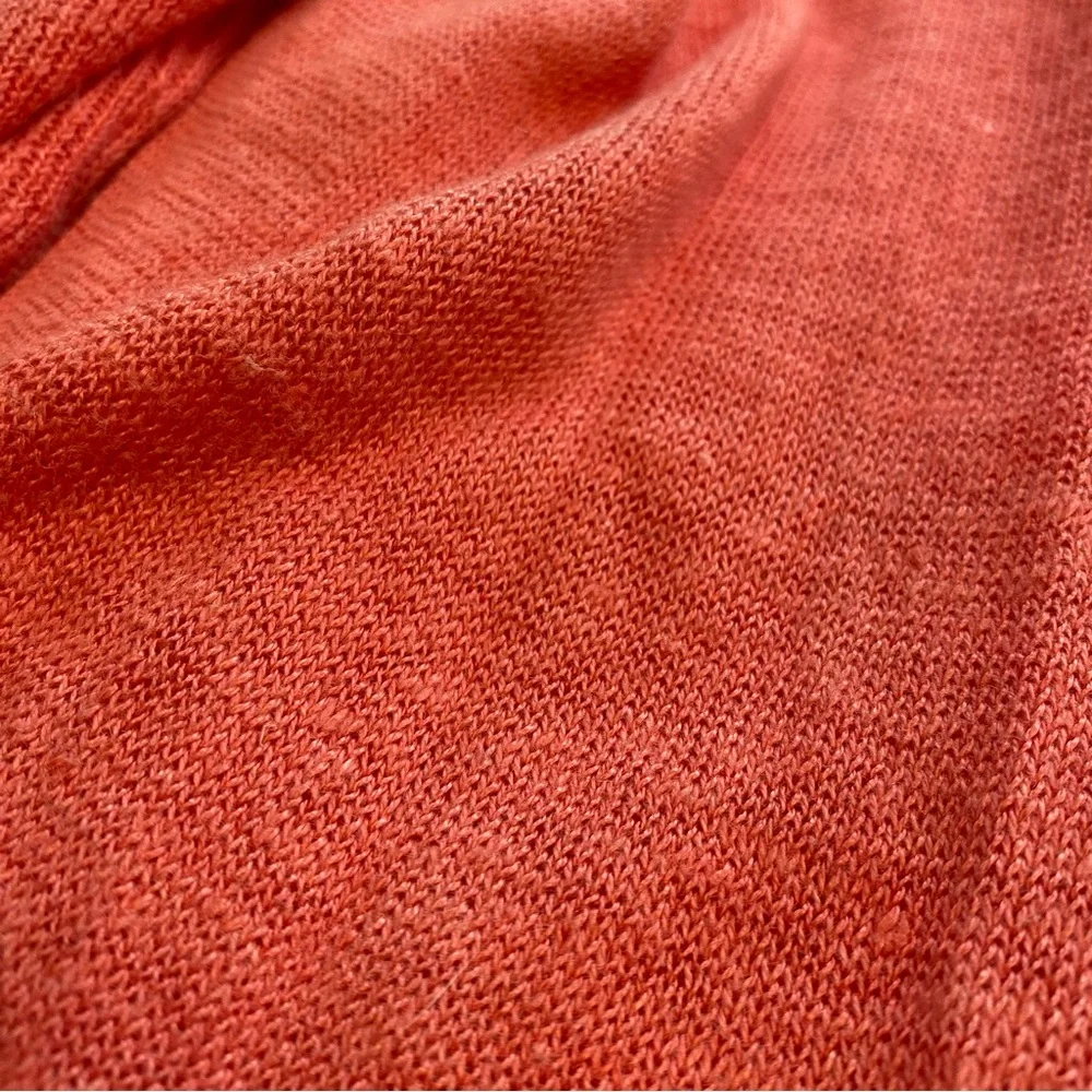 Eileen Fisher 100% Organic Linen Flora Cardigan Coral Angled Open Front 2X EUC